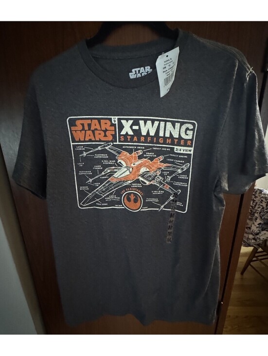Star Wars Other - Star Wars X-Wing Starfighter Blueprint Graphic T Shirt Mens M Gray NWT Mad Engin